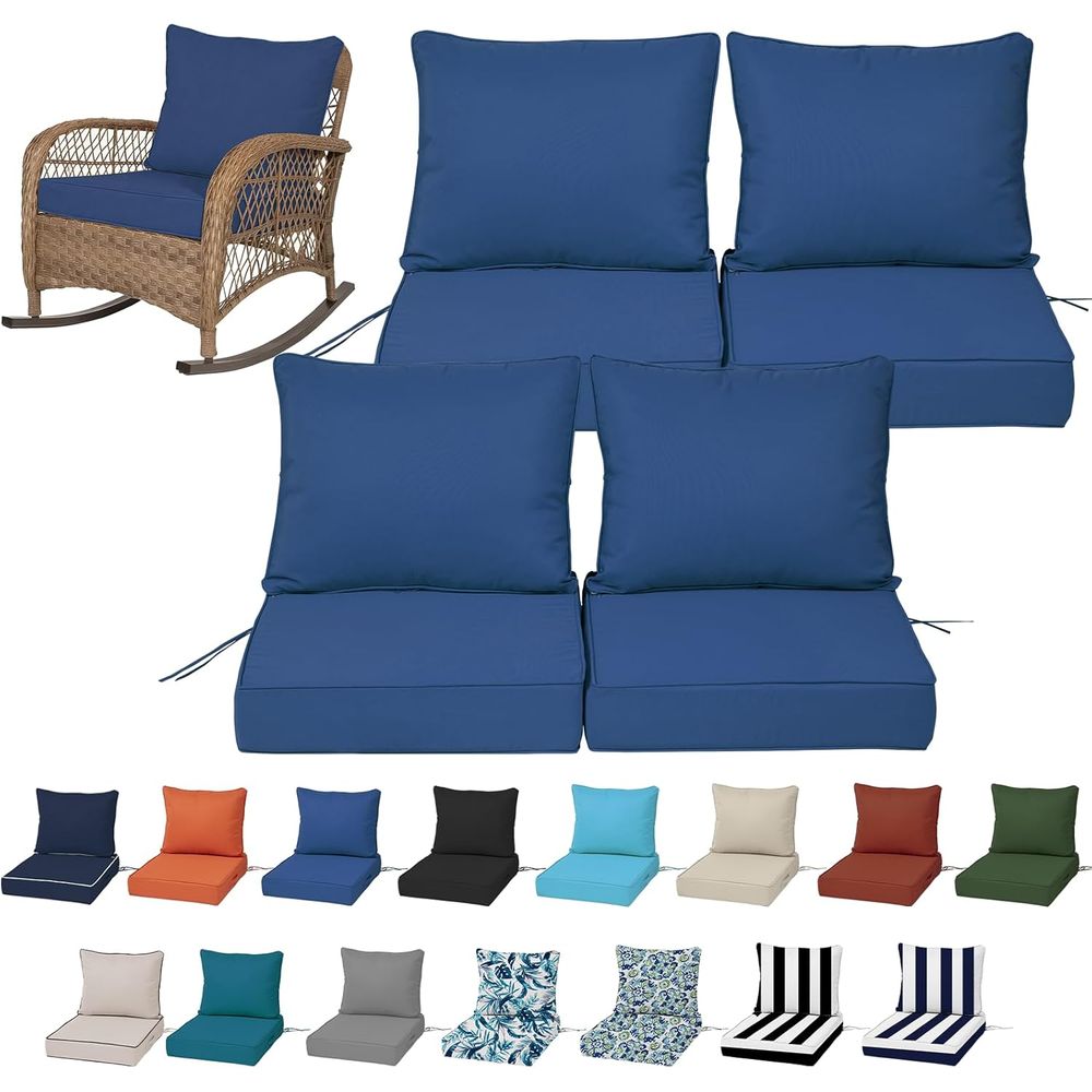 Outdoor Furniture Fabric - 24x24 Outdoor-Tiefsitzkissen-Set (4 Stück), Ersatz-Schaumstoffkissen für