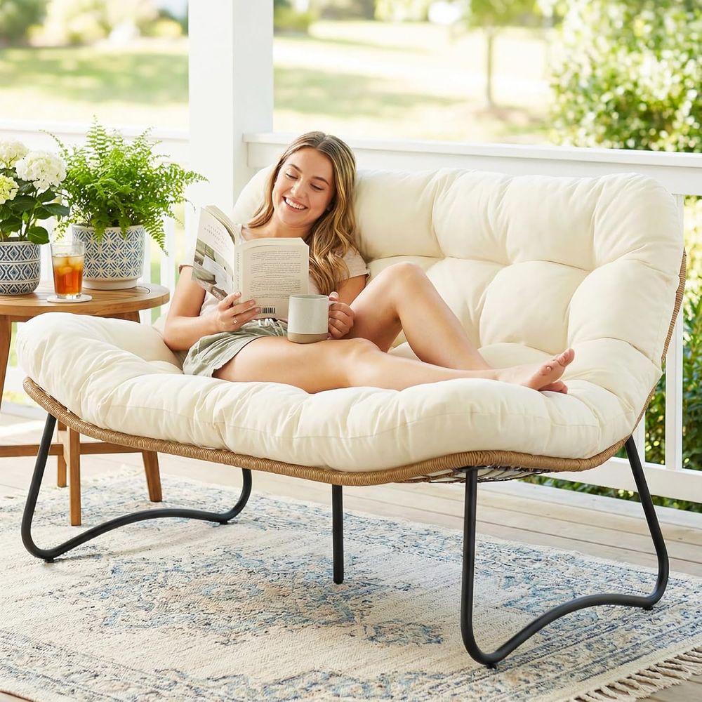 Outdoor Furniture Loveseat - Outdoor-Loveseat für die Terrasse, Boho-Lounge-Couch mit