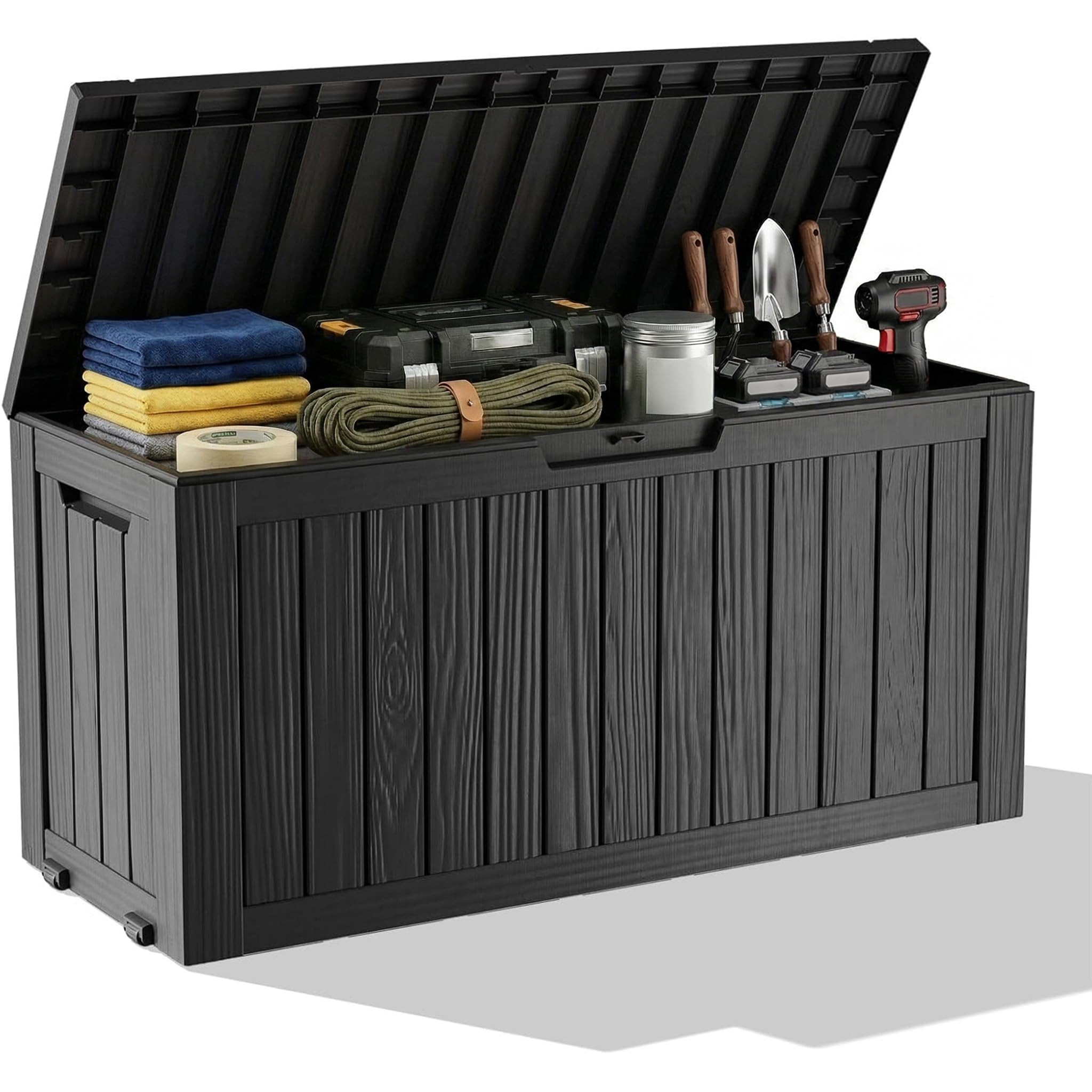 Outdoor Furniture Bench - Wasserdichte Outdoor-Aufbewahrungsbox aus Kunstharz, abschließbare Außenbank,