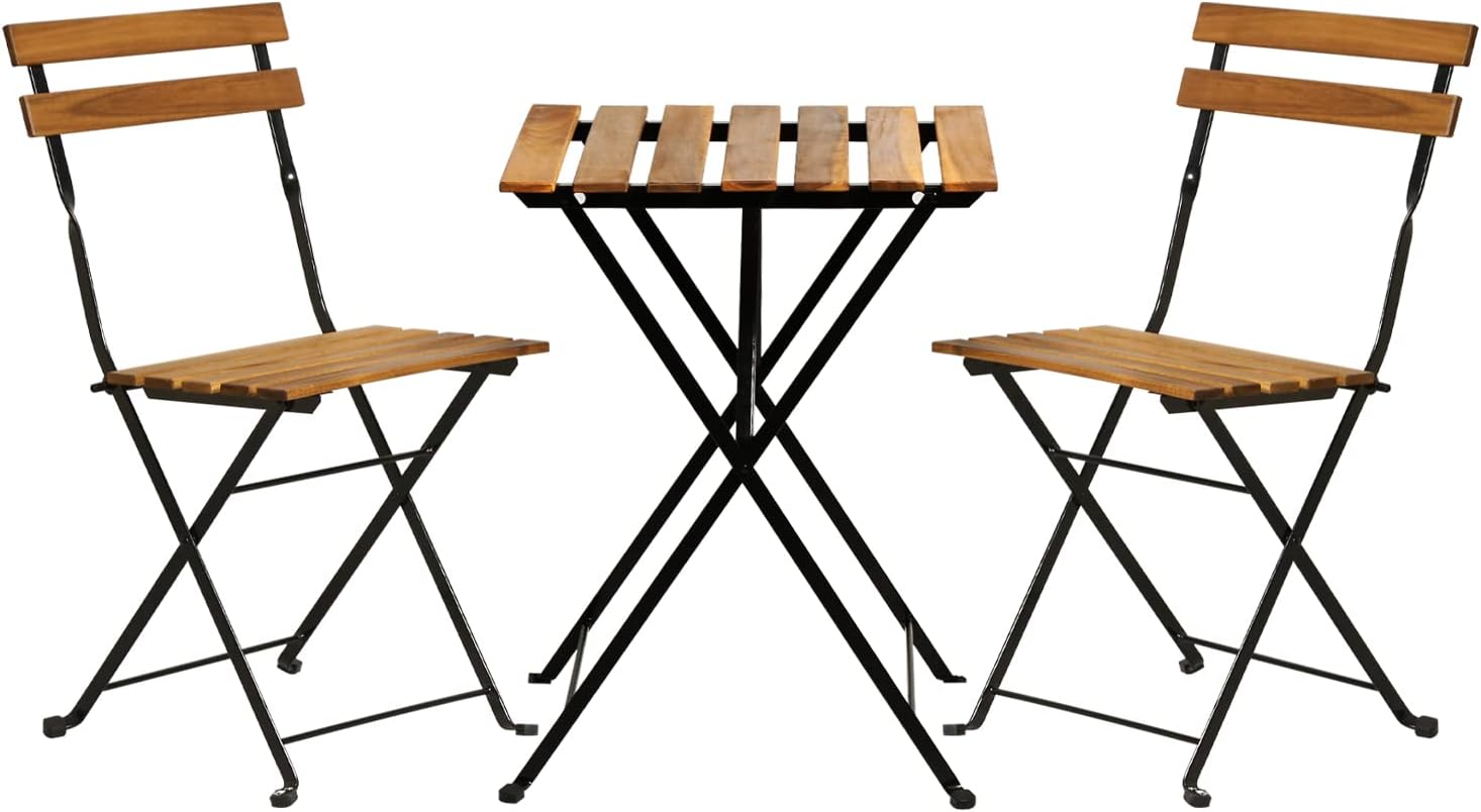 Outdoor Furniture Sofa - 3-teiliges klappbares Bistro-Set aus Naturholz für