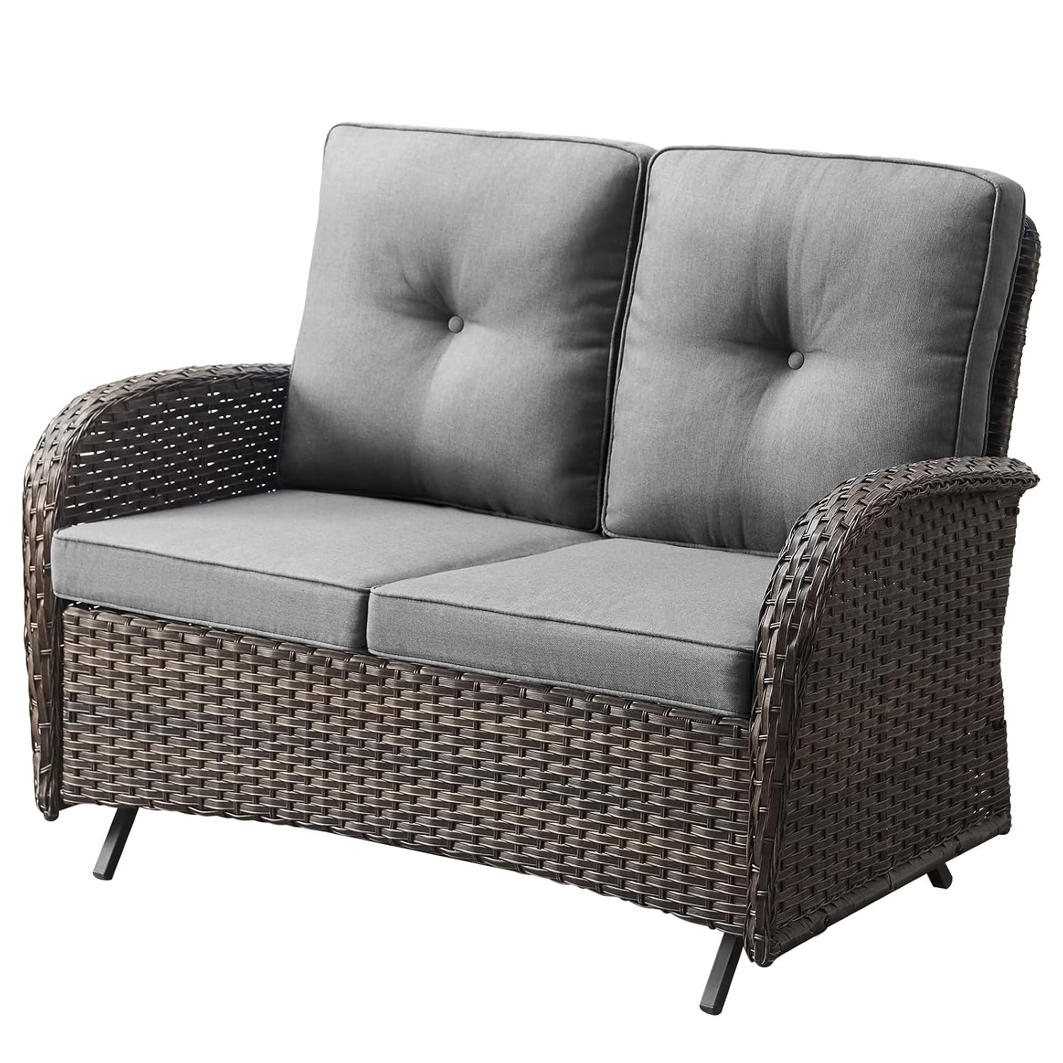 Outdoor Furniture Loveseat - Outdoor-Gleiter-Zweisitzer-Sofa, 500 lbs, 2-Sitzer, Rattan-Veranda-Möbel, wetterfest,