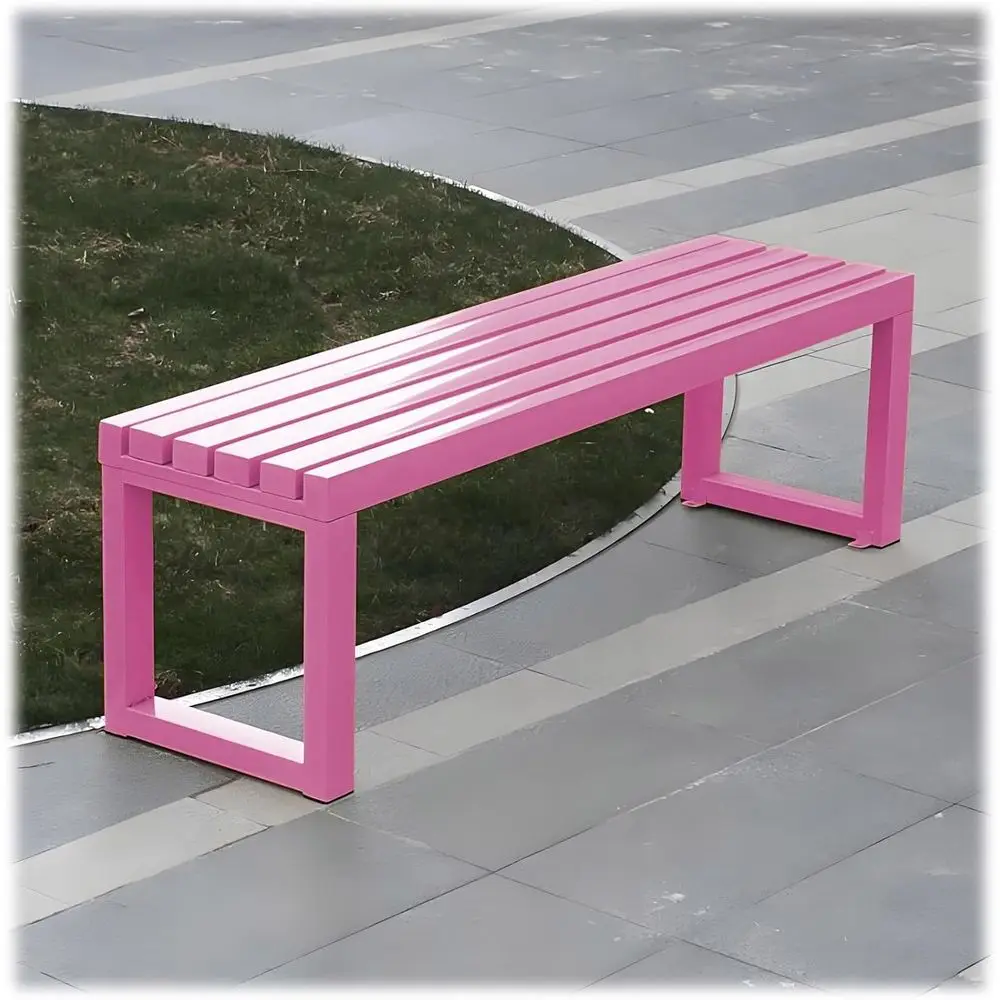 Outdoor Furniture Bench - Robuste Metall-Gartenbank, Terrassen- und Rasenmöbel, Rosa