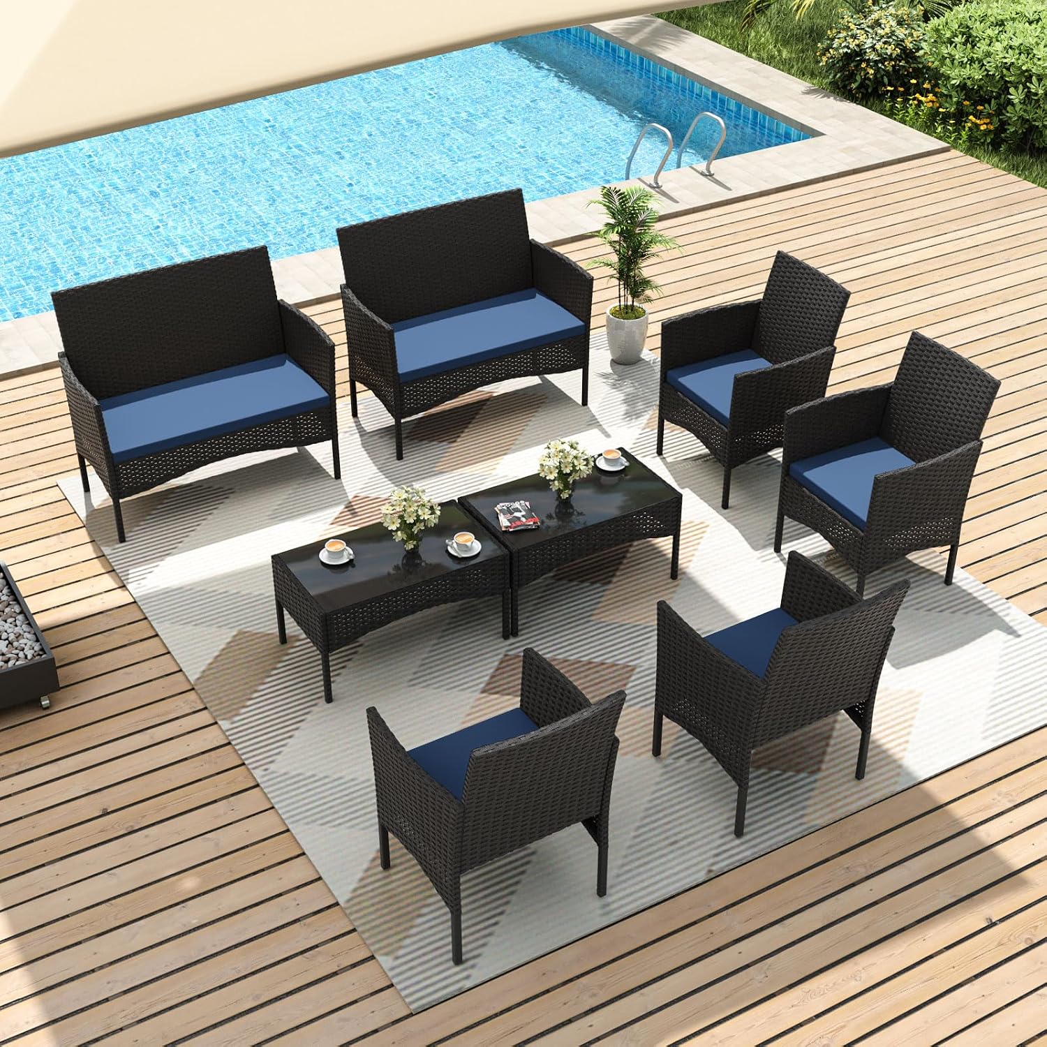8-teiliges Gartenmöbel-Set, Ra – Outdoor Furniture Loveseat Bewertung und Preis