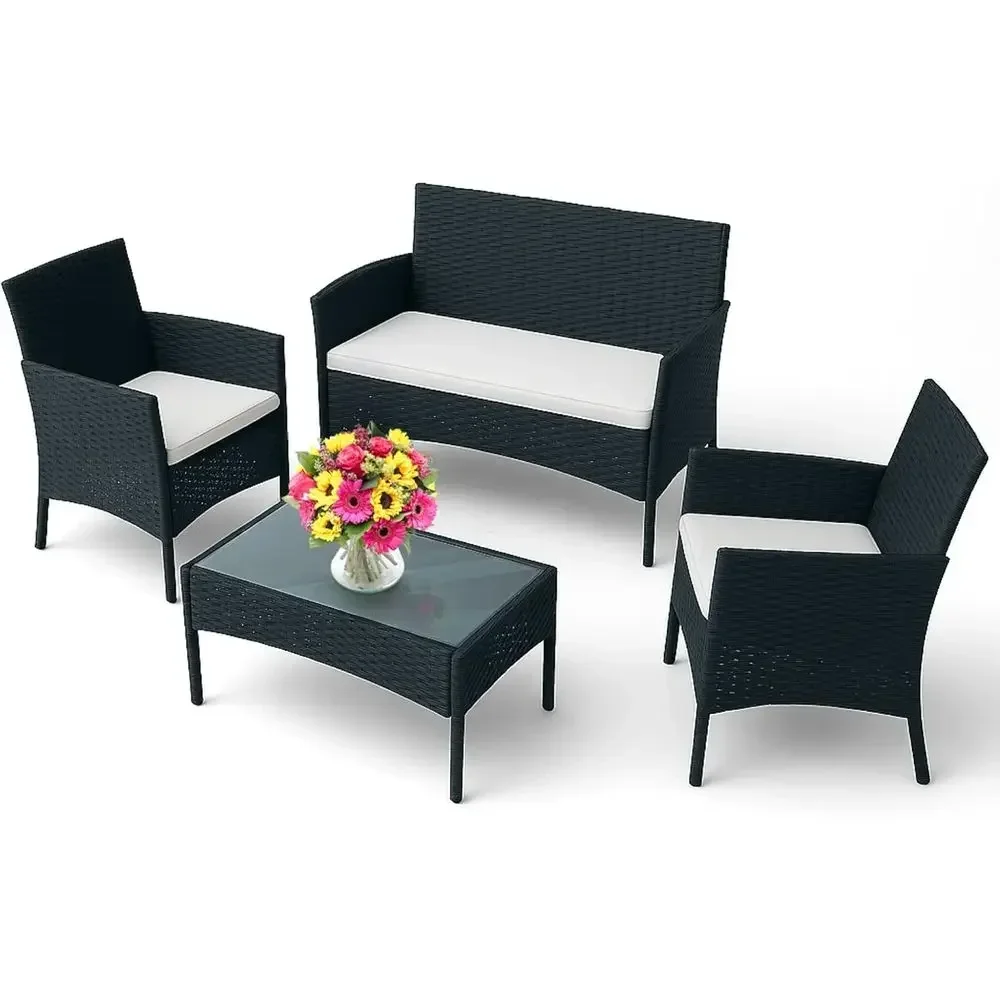 4-teiliges Outdoor-Gartenmöbel – Outdoor Furniture Loveseat Bewertung und Preis