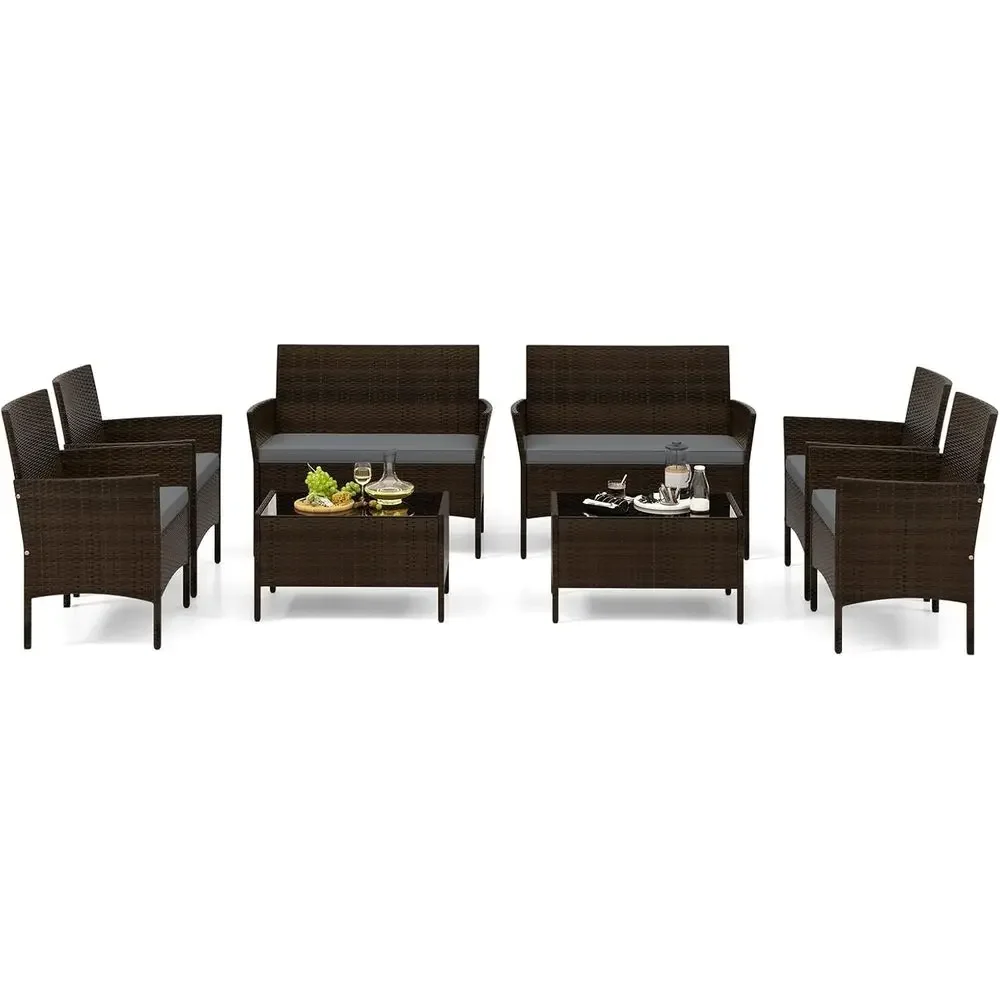 8-teiliges Outdoor-Rattan-Gart – Outdoor Furniture Loveseat Bewertung und Preis