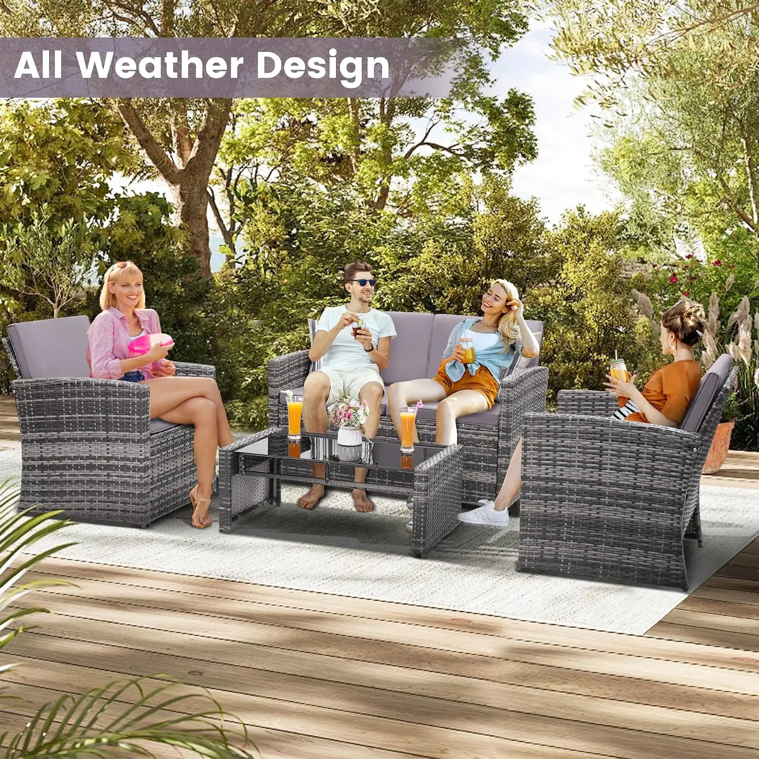 4-teiliges Gartenmöbel-Set, Ou – Outdoor Furniture Loveseat Bewertung und Preis