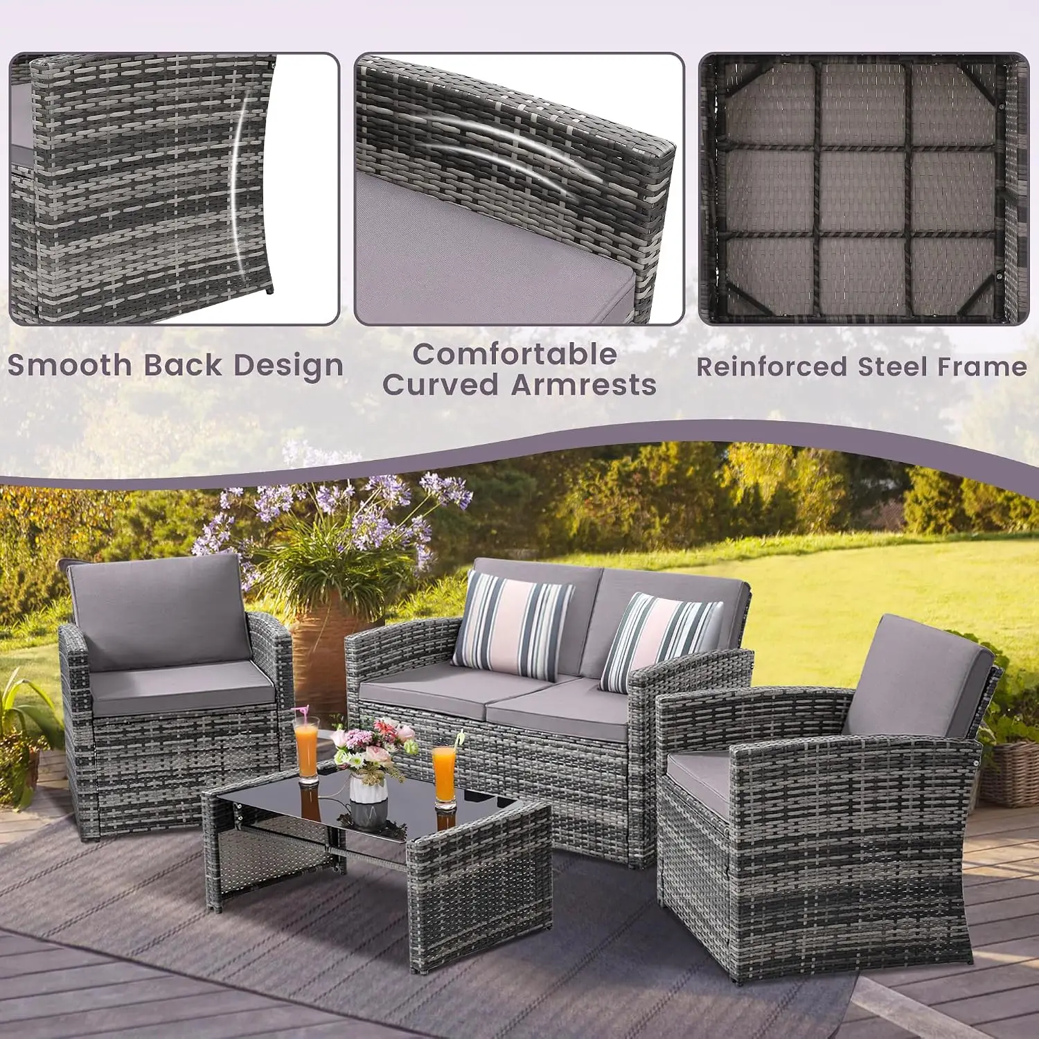 4-teiliges Gartenmöbel-Set, Ou – Outdoor Furniture Loveseat Bewertung und Preis