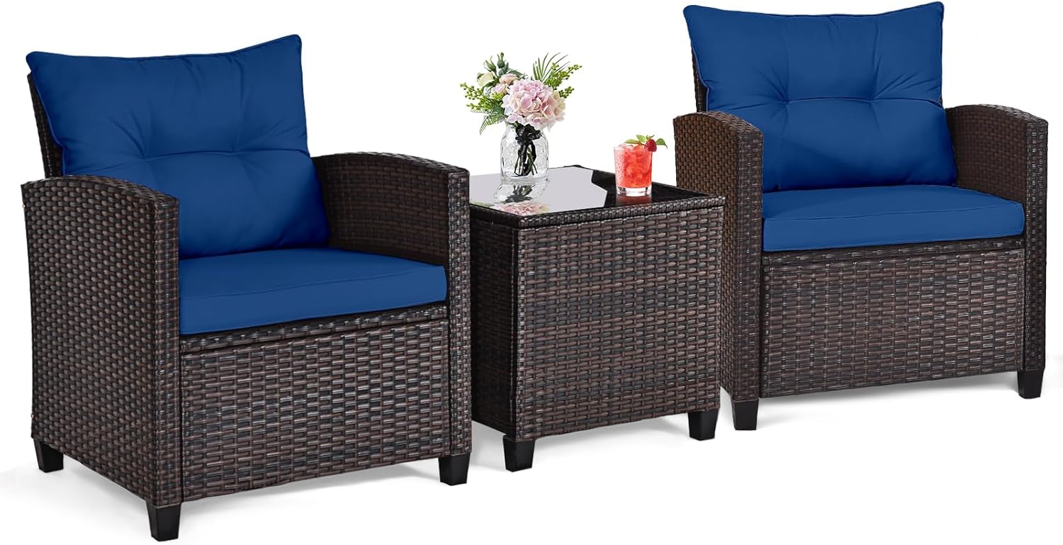 Marineblaues 3-teiliges Bistro – Outdoor Furniture Sofa Bewertung und Preis